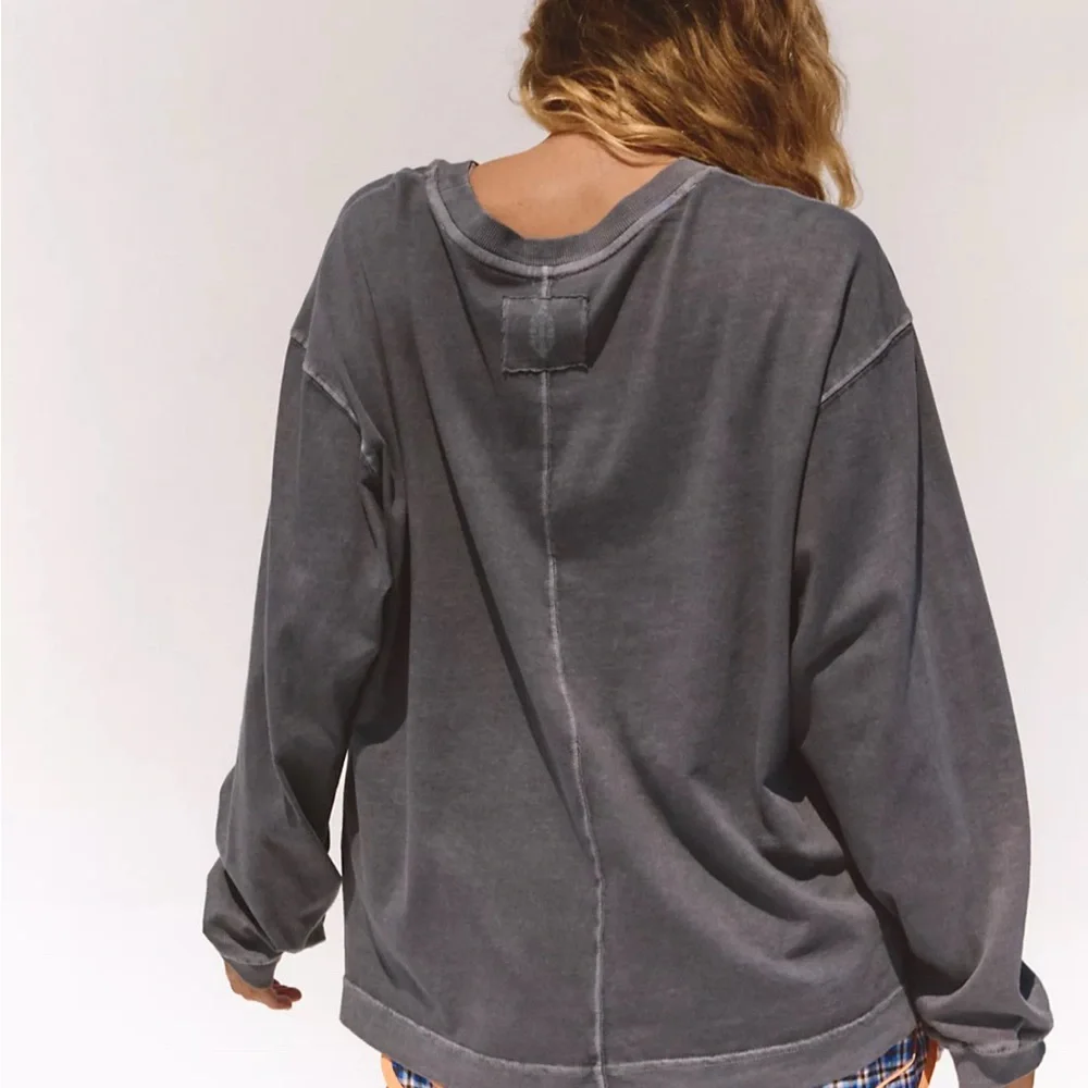 Free People Gray Long Sleeve Tee - Picture 2 of 5